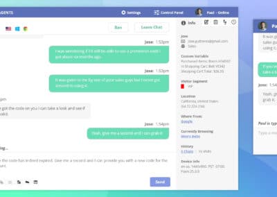 Screenshot of a live chat application from the perspective of the agent.