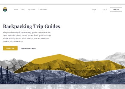 Screenshot of a website about discovering backpacking trips.